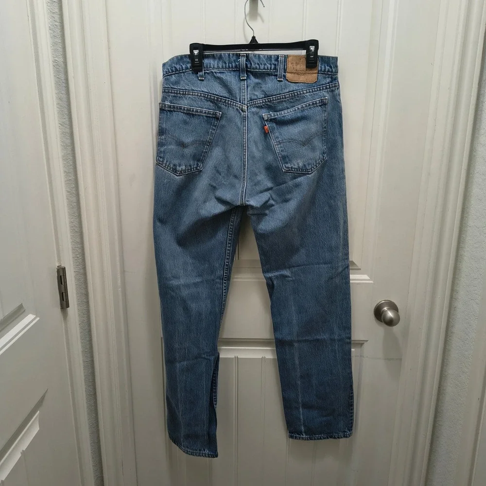 Vintage Levis 505 Orange Tab Jeans Mens 36x33 Medium Wash Straight Leg Denim
